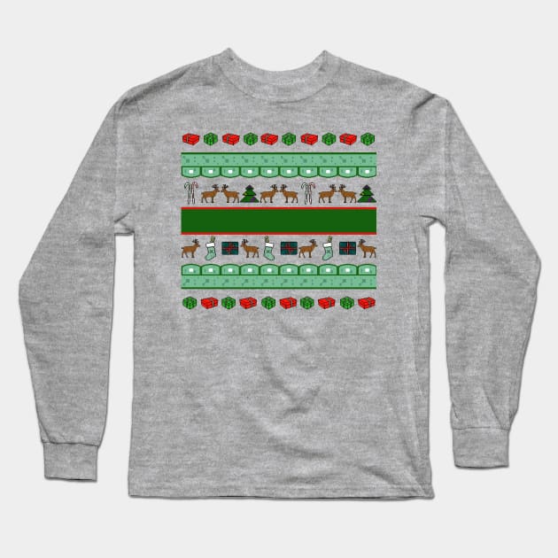 Pixel Perfect Christmas: Festive Pattern Joy Long Sleeve T-Shirt by Fun Funky Designs